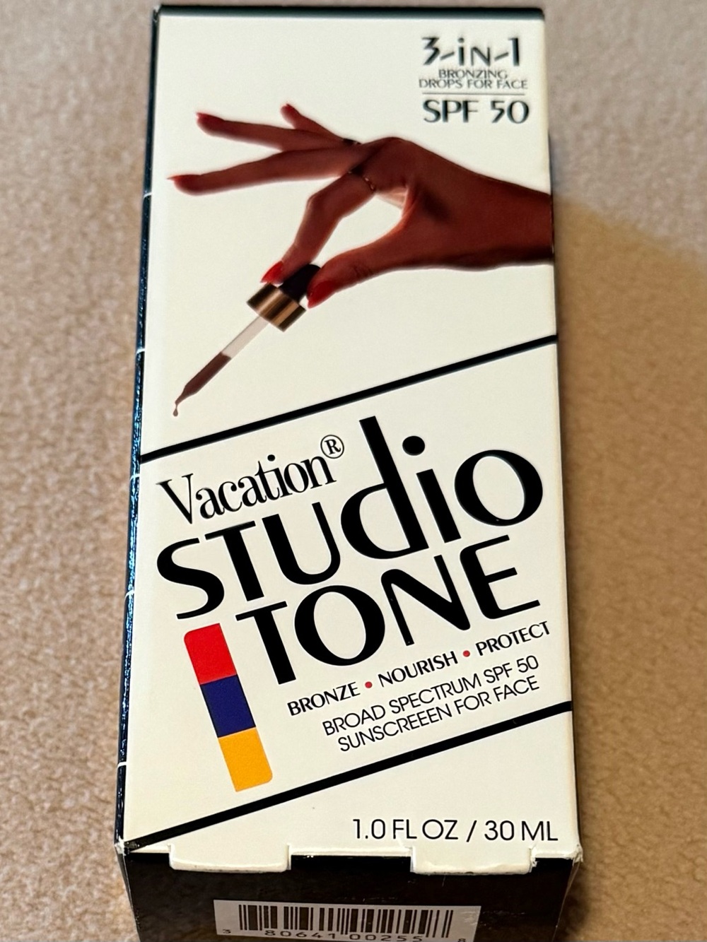 Vacation Studio Tone 3-in-1 Face Bronzing Drops SPF 50 full 1.0 fl oz EXP 10/28